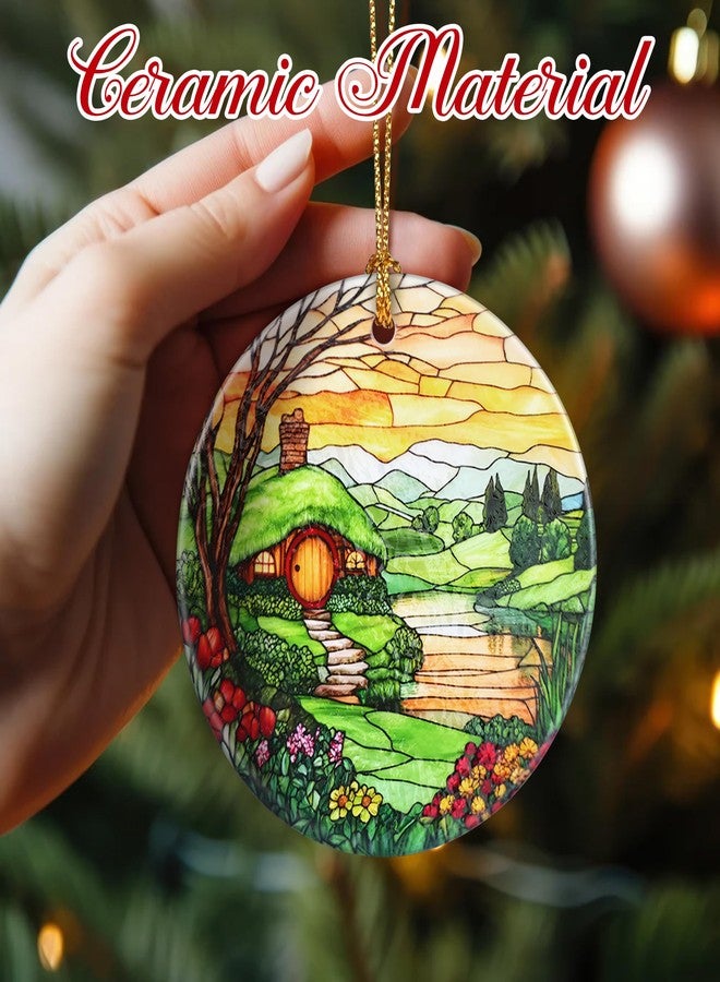 Jocidea Christmas Ornaments, 2.8 Inch Ceramic Hanging Ornament, Christmas Tree Ornaments, Xmas Decorations, Holiday Decorations, Holiday Party Gifts, and Xmas Gift Ideas - Hobbit House - Image 3